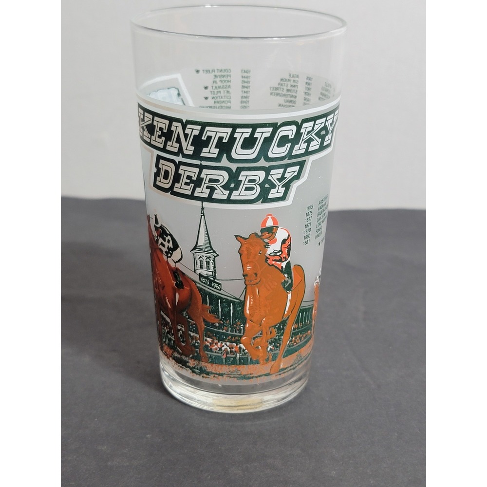 Vintage 1980 Kentucky Derby Souvenir Glass Churchill Downs Horse Racing 12oz